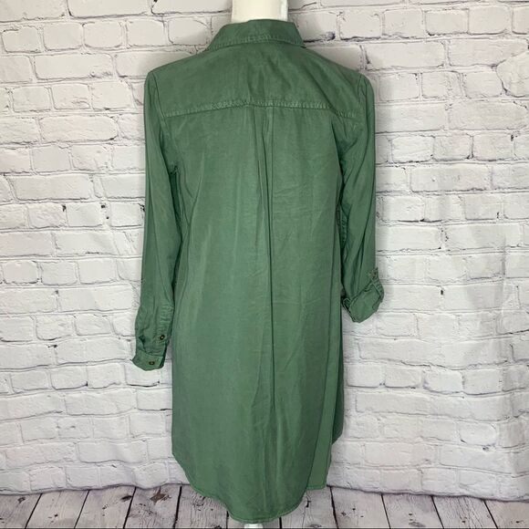 New Directions Women's Boyfriend Shirt Dress - Light olive green - Picture 7 of 10